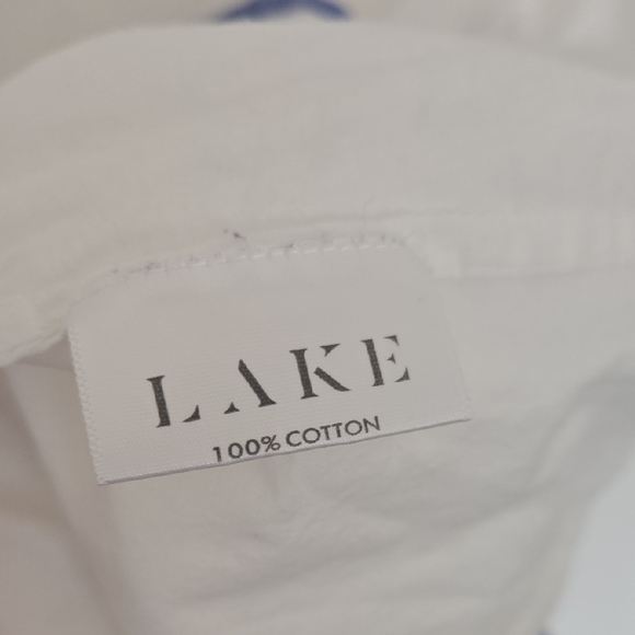 LAKE Cotton Nightgown with blue trim and smocked collar feminine whymsical Large - Picture 5 of 7